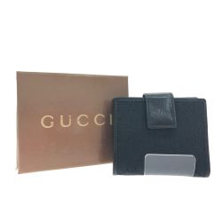 ▼▼ GUCCI グッチ レディース 二つ折り財布 コンパクトウォレット GGキャンバス×パテントレザー 155173 ブラック Bランク