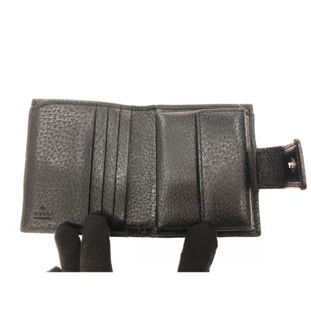  GUCCI グッチ レディース 二つ折り財布 コンパクトウォレット GGキャンバス×パテントレザー 155173 ブラック