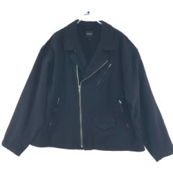 ▼▼ BEAMS ビームス メンズ デニムジャケット ダブルルーズジャケット ライダース 21SS Lサイズ ブラック Bランク
