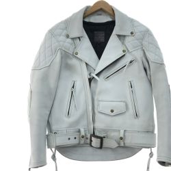 ▼▼ KADOYA ライダースレザージャケット サイズ L ホワイト Cランク