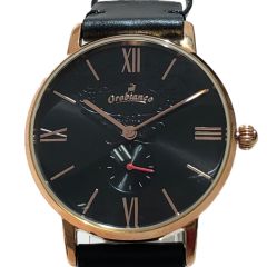  Orobianco オロビアンコ シンパティア レディースクォーツ腕時計 箱・取説付レザー OR0072-3 ブラック Aランク