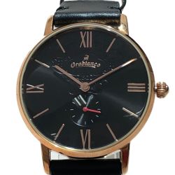 ▼▼ Orobianco オロビアンコ シンパティア レディースクォーツ腕時計 箱・取説付レザー OR0072-3 ブラック Aランク