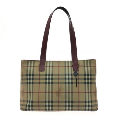  BURBERRY バーバリー ヘイマーケットチェック PVCトート T-04-01 ブラウン