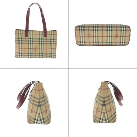  BURBERRY バーバリー ヘイマーケットチェック PVCトート T-04-01 ブラウン