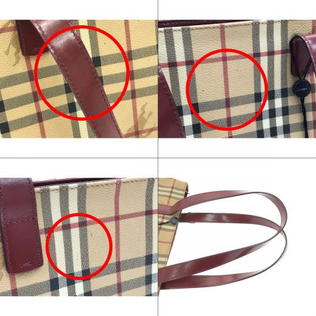  BURBERRY バーバリー ヘイマーケットチェック PVCトート T-04-01 ブラウン