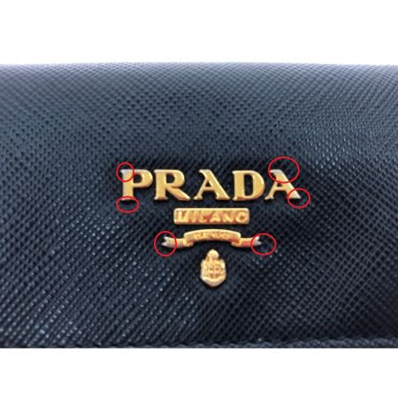  PRADA プラダ ユニセックス サフィアーノ 6連キーケース ブラック