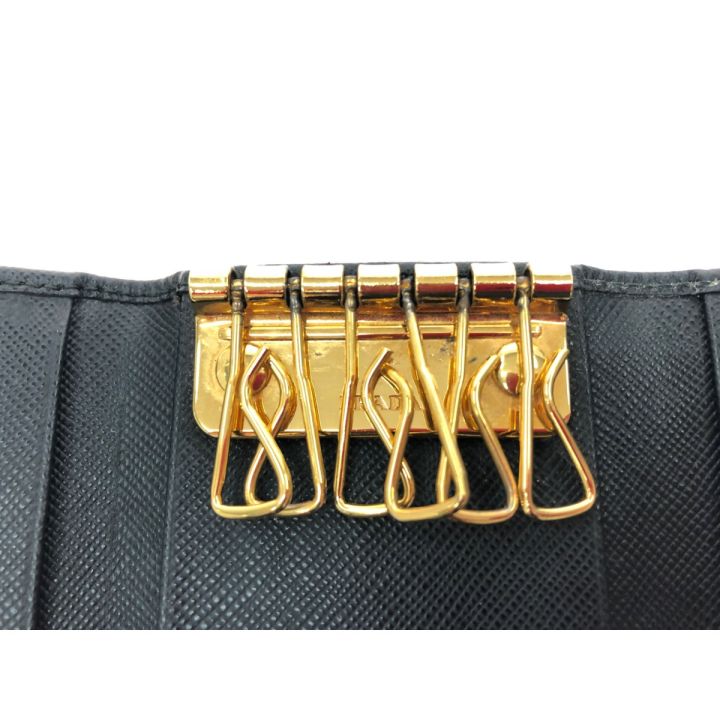 PRADA プラダ ユニセックス サフィアーノ 6連キーケース ブラック