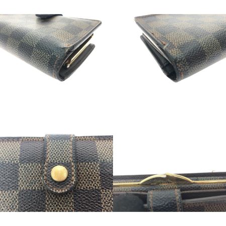  LOUIS VUITTON ルイヴィトン  ダミエ ポルトフォイユ ヴィエノワ がま口 二つ折り財布 N61674 ブラウン