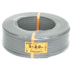 ▼▼ 富士電線工業(FUJI ELECTRIC WIRE) VVFケーブル 3×2.0㎜ 条長100m グレー 600V ビニル絶縁ビニルシースケーブル平形 Sランク