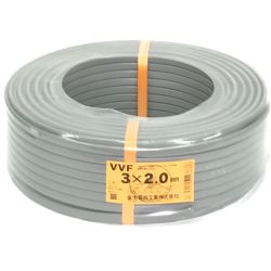 ▼▼ 富士電線工業(FUJI ELECTRIC WIRE) VVFケーブル 3×2.0㎜ 条長100m グレー 600V ビニル絶縁ビニルシースケーブル平形 Sランク