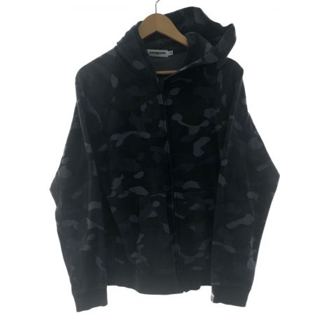  A BATHING APE アベイシングエイプ ジップパーカー モフラージュ柄 ブラック Mサイズ 使用感有