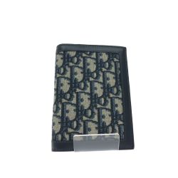 ▼▼ Christian Dior クリスチャンディオール パスポートケース パスポートカバー オブリーク キャンバス×レザー ブラック Bランク