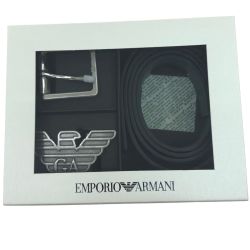 ▼▼ EMPORIO ARMANI エンポリオアルマーニ リバーシブルベルト 付け替えバックルセット ブラック 内箱傷あり Aランク