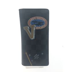 ▼▼ LOUIS VUITTON ルイヴィトン 二つ折り長財布 ダミエ グラフィット ポルトフォイユ ブラザ LVリーグ ブラック TA3197 Cランク