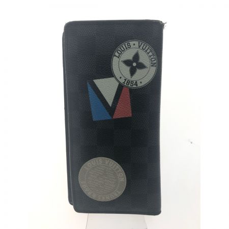  LOUIS VUITTON ルイヴィトン 二つ折り長財布 ダミエ グラフィット ポルトフォイユ ブラザ LVリーグ ブラック TA3197