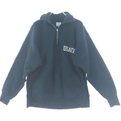 ▼▼ warehouse ウェアハウス メンズ ジップアップトレーナー スウェット USAFA 裏起毛 Lサイズ ネイビー Bランク