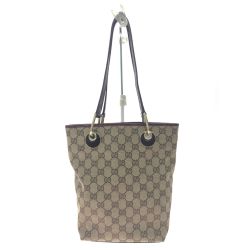 ▼▼ GUCCI グッチ レディース トートバッグ GGキャンバス×エナメル  120840 ブラウン Bランク