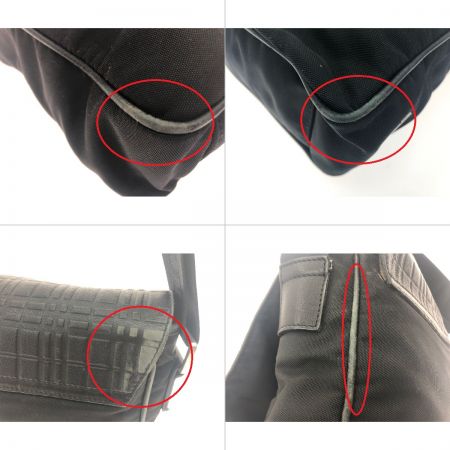  BURBERRY バーバリー メンズ ショルダーバッグ ナイロン×レザー 斜め掛け ブラック