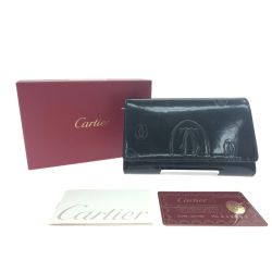 ▼▼ Cartier カルティエ レディース ハッピーバースデー 二つ折り財布 L字ファスナー エナメル ブラック Bランク