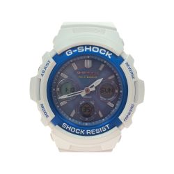 ▼▼ CASIO カシオ メンズ腕時計 電波ソーラー G-SHOCK Gショック デジアナ AWG-M100SWB ホワイト×ブルー Bランク