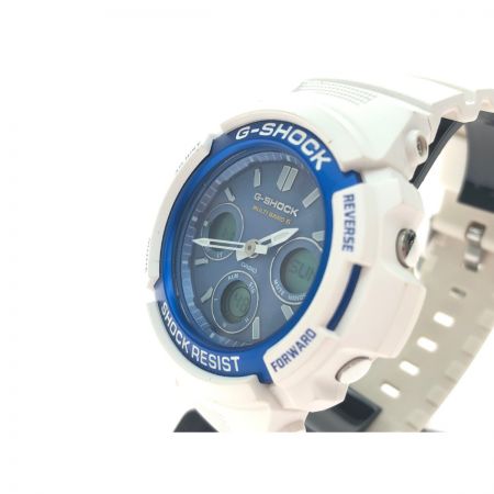  CASIO カシオ メンズ腕時計 電波ソーラー G-SHOCK Gショック デジアナ AWG-M100SWB ホワイト×ブルー