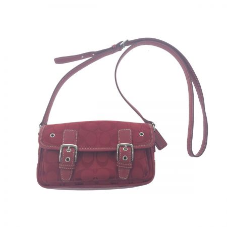  COACH コーチ シグネチャー ミニフィールド キャンバス クロスボディ ショルダーバッグ 斜め掛け 6844 レッド
