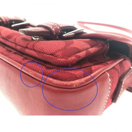  COACH コーチ シグネチャー ミニフィールド キャンバス クロスボディ ショルダーバッグ 斜め掛け 6844 レッド