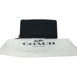 ▼▼ COACH コーチ メンズ長財布 ラウンドファスナー アウトレット  シグネチャー F58113 ブラック Aランク
