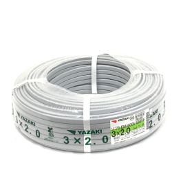 ▼▼ YAZAKI YAZAKI 矢崎 ソフトEM-EEFケーブル 600V 3×2.0㎜条長100ｍ 黒白緑 Nランク