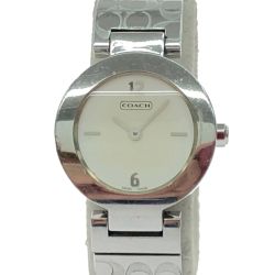 COACH コーチ レディース腕時計 クオーツ ステンレススチール ホワイト文字盤 バングルウォッチ 0185 Bランク