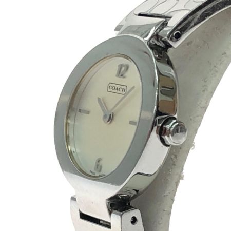 COACH コーチ レディース腕時計 クオーツ ステンレススチール ホワイト文字盤 バングルウォッチ 0185
