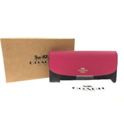 ▼▼ COACH コーチ レディース 長財布 シグネチャー アウトレット  F54022 ピンク Bランク