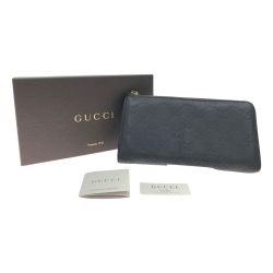 ▼▼ GUCCI グッチ メンズ 長財布 L字ファスナー グッチシマ レザー ファスナートップ欠損 332747 525040 ブラック Cランク