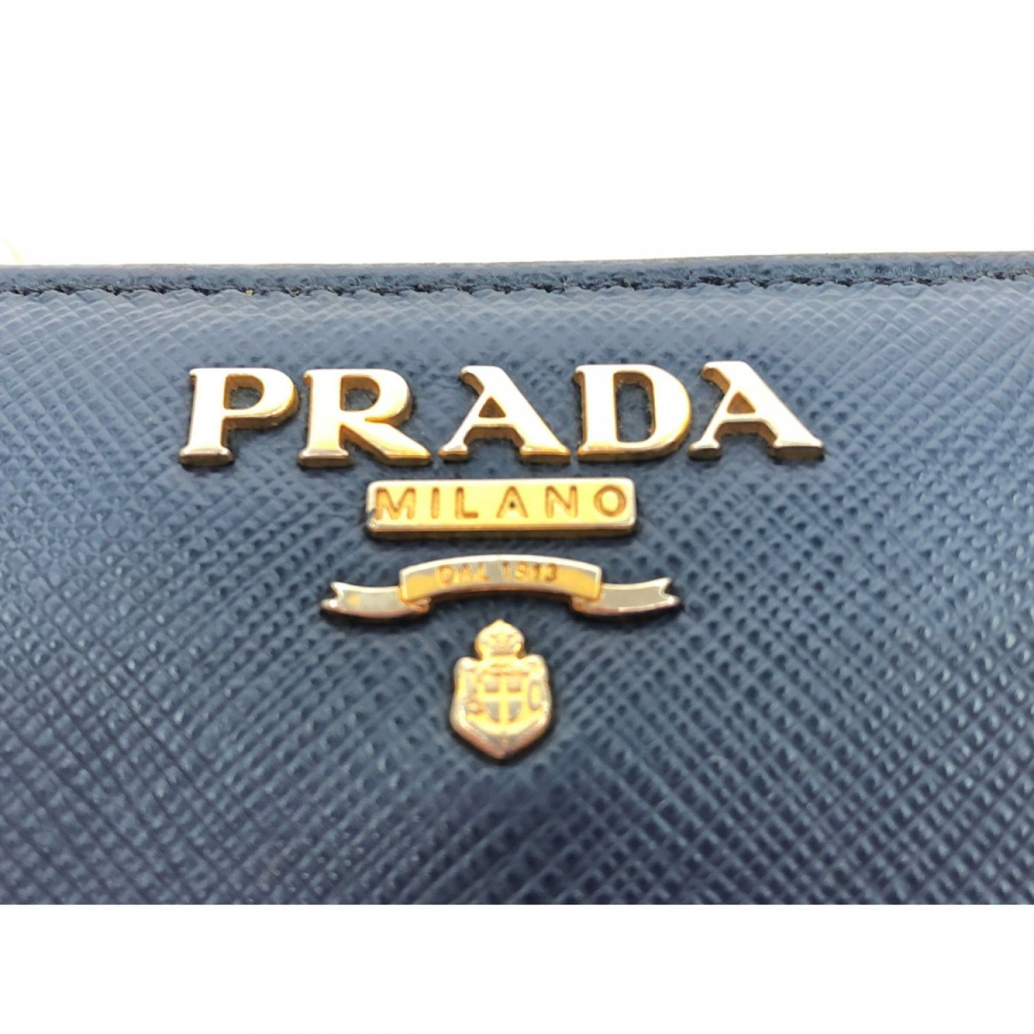 PRADA プラダ 2つ折り財布 サフィアーノレザー グレー\u0026ブラック　箱付カラーグレー