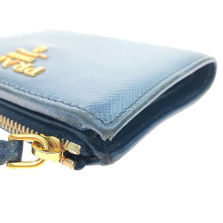  PRADA プラダ レディース 二つ折り財布 パスケース付 サフィアーノレザー 1ML023 ブルー