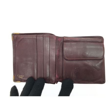  Cartier カルティエ ユニセックス 二つ折り財布 マストライン  ボルドー