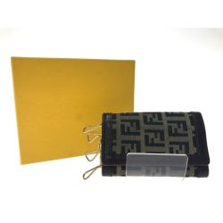 ▼▼ FENDI フェンディ ユニセックス ズッカ 6連キーケース ナイロン×レザー ブラウン Bランク
