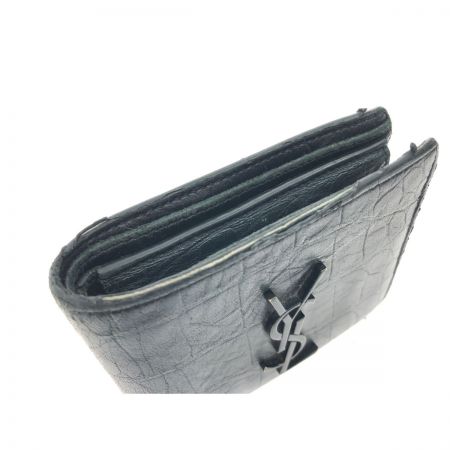  SAINT LAURENT(Yves Saint Laurent) メンズ 二つ折り財布 型押し レザー  463249 ブラック