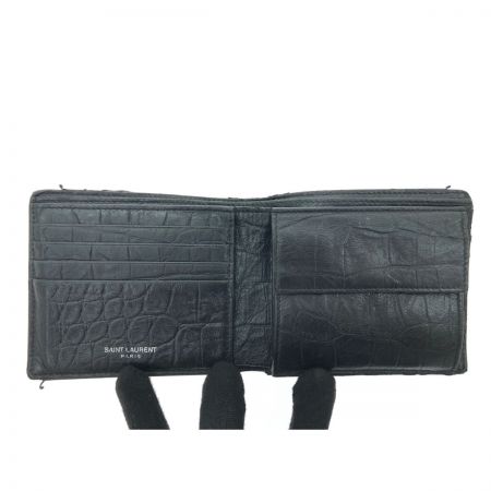  SAINT LAURENT(Yves Saint Laurent) メンズ 二つ折り財布 型押し レザー  463249 ブラック