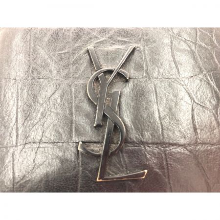  SAINT LAURENT(Yves Saint Laurent) メンズ 二つ折り財布 型押し レザー  463249 ブラック