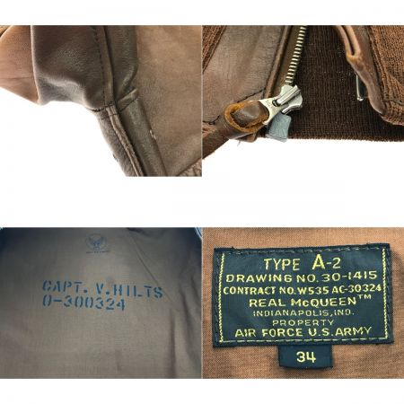  THE REAL McCOY'S ザリアルマッコイス フライトジャケット SIZE 34 A-2JKT ブラウン