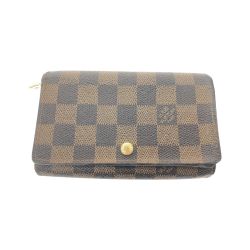 ▼▼ LOUIS VUITTON ルイヴィトン レディース 二つ折り財布 L字ファスナー ダミエ ポルトモネ・ビエ トレゾール N61730 ブラウン Cランク