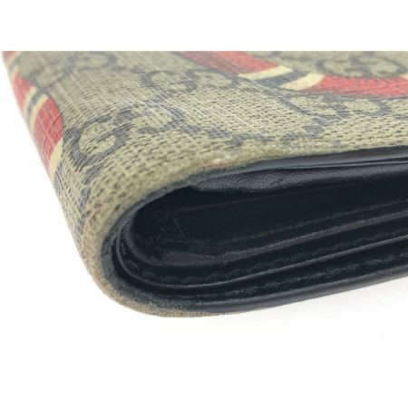  GUCCI グッチ メンズ 二つ折り財布 キングスネークプリント GGスプリーム 小銭入れ破れ有り 451266