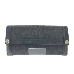 ▼▼ GUCCI グッチ レディース長財布 二つ折り ダブルホック GG モノグラム キャンバス 231839 ブラック Cランク
