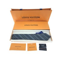 ▼▼ LOUIS VUITTON ルイヴィトン メンズ ネクタイ ストライプ シルク100％  グレー Aランク