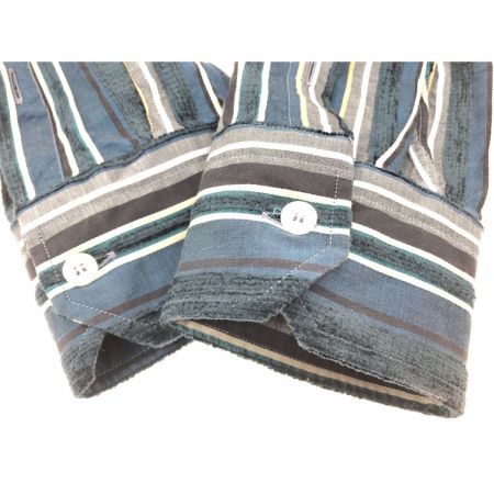  ETRO エトロ メンズ 長袖シャツ コットン コーデュロイ混 大きいサイズ ストライプ 着丈長め ネイビー