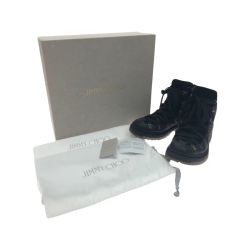 ▼▼ JIMMY CHOO ジミーチュウ メンズ ブーツ DIMITRILNG Black レザー バックジップ レースアップ サイズ42 ブラック Bランク
