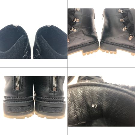  JIMMY CHOO ジミーチュウ メンズ ブーツ DIMITRILNG Black レザー バックジップ レースアップ サイズ42 ブラック