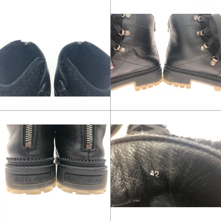 JIMMY CHOO ジミーチュウ メンズ ブーツ DIMITRILNG Black レザー バックジップ レースアップ サイズ42  ブラック｜中古｜なんでもリサイクルビッグバン