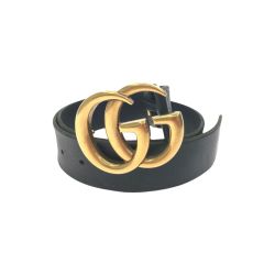 ▼▼ GUCCI グッチ レディース ベルト レザー GGバックル 409416 ブラック Cランク